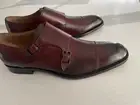 NEW Boss Hugo Boss Red Leather Double Monk Strap Dress Shoes Men's 9.5 US 8.5 UK
