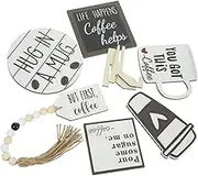 GRIRIW 1 Set Farmhouse Tiered Tray Decor for Coffee Lovers Rustic Signs for Kitchen Centerpiece Kitchen Decor and Home Adornment for Friends and Festivals