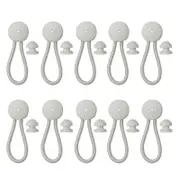 10 Pack Bungee Shock Cord Clip with Knobs Pull Tie Down Tarp Canvas Knobs for Marine Boat Truck RVs Covers Kayak Parts- White
