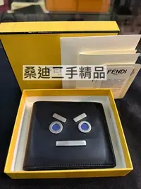 在飛比找Yahoo!奇摩拍賣優惠-FENDI 黑色牛皮怪獸系列短夾