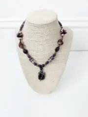 NWT Genuine Amethyst, Pearls & Glass Beads Necklace Purple