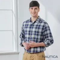 在飛比找momo購物網優惠-【NAUTICA】男裝 百搭格紋長袖襯衫(藍色)