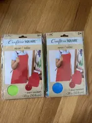 Lot Of 2 Green And Blue Crafters Square Art Aprons NIP Ages 3+