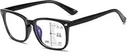 Stylish Progressive Multifocus Reading Glasses for Women Men, Blue Light Blocking Readers, Anti Glare Glasses