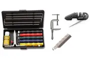 Lansky Deluxe Knife Sharpening System + C-Clamp Mount + Medium Serrated Hone LSMRT + Lansky Sharpening Kit PS-MED01 Bundle