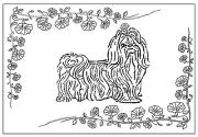 Rug Hooking Pattern "SHIH-TZU" on natural linen