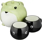 SAN3293 Cute Tableware Teapot and Tea Cup Set, Frog Parent and Child, 20.3 fl oz