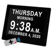 [Upgraded] Digital Alarm Calendar Day Clock with Remote Control, 8'' Black
