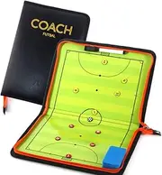 Foldable Futsal Coaching Board Set with Magnetic Number Pieces, Marker Pen, Marker Eraser, Indoor Football Five-A-Side Soccer Color Full Court Zipper Design Strategy Board Training Aid