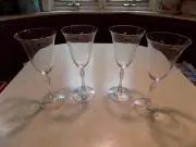 Lot Set 4 Bohemia Czech Crystal Wine Tulip Glasses 9'' Vtg Elegant Diamond cut