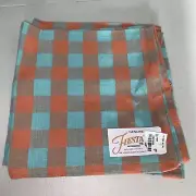 4 HOMER LAUGHLIN FIESTA Ware BISTRO CHECK PLAID NAPKINS NOS Turquoise Orange 17”