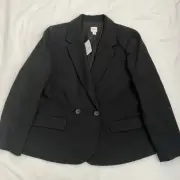 J.Crew Petite Blazer Cotton Blend Black Size 12 P