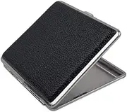 [Generic] Stainless Steel Cigarette Case Cigar Tobacco Pocket PU Leather Pouch Holder Box