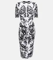 [Alaia] Alaïa Printed midi dress AU 8 black