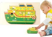 Excavator Wooden Puzzles | Cartoon Wooden Excavator Puzzles,Children Brain Teaser, Cute Cruise Ship Toys for Home, Kindergarten, Nursery