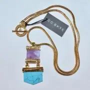 NWT CC SKYE SANTA FE SUNSET GOLDPLATED AMETHYST TURQUOISE LONG NECKLACE $325