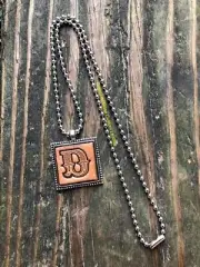 Western Block Letter 'D' Initial Leather Pendant Necklace