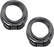 Master Lock Bike Lock Cable, Combination Bicycle Lock, Cable Lock for Outdoor Equipment, 2 Pack, 8143T