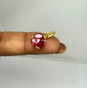 18k Solid Yellow Gold Natural Ruby Charm For Necklace