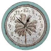 23" Wall Clock, Palm Tree Home Decor Kitchen Living Large Wood & Metal Clock