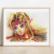 Zelda Ballpoint Pen Print, Legend of Zelda Art Poster
