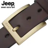 在飛比找蝦皮購物優惠-新品JEEP銅釦限定皮帶男頭層純牛皮吉普純銅皮帶真皮男針釦休