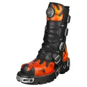 New Rock Metallic M-591-s16 Unisex Black Red Platform Boots - 9 US