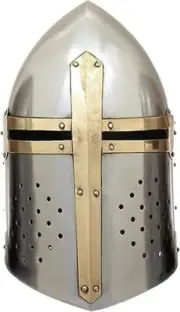 Medieval Warrior Knight Sugarloaf Armor Crusader Helmet