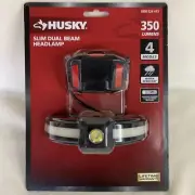Husky Slim Dual Beam Headlamp 350 Lumens Water Resistant 4 Modes with Batteries