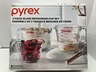 PYREX 3 Piece GLASS Measuring Cup Set, Tempered Glass Liquid Measuring Cups New