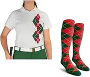 [Golf Knickers] Dry Fit Short Sleeve Graphic Golf Polo Shirt with Socks for Women, Argyle Paradise (AA-ZZ)