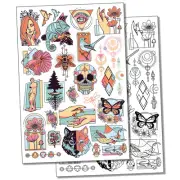 Geometric Shapes Flowers Animals Temporary Tattoo Fake Body Art Set