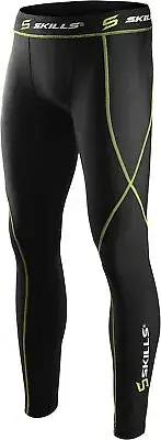 Skills Men's Compression Tights Sports Performance Leggings Premium BLACK XXL
