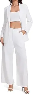 [Kelyaa] Women's 3 Piece Suit Business Casual One Button Blazer Camisole and Wide Leg Pants Set