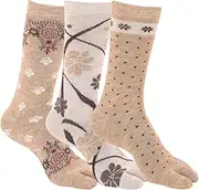 [Creature] Women's Warm Woolen Calf Length Thumb Socks - Set of 3 Pairs (Multicolored, Large), Light Brown, One size