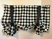 Tie Up Valance Diamond Black White Harlequin Farmhouse Custom Made Choose Size