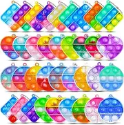39 Pcs Mini Pop Keychain Fidget Toys Stress Relief Hand Toys, Mini Pop Push It Fidget Toy Keychain for Kids Adults, Valentines Day Party Favors Mini Pop Push It Bubble Fidget Sensory Toys
