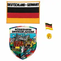 在飛比找樂天市場購物網優惠-DIY徽章地標補丁刺繡貼 三件組呂德斯海姆地標+ 德國國旗刺
