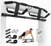 Doorway Pull-Up Bar with Advanced Grip Options and Door Protection Tech