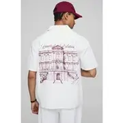 Mens White Oversized Limited Edition Back Print Twill Shirt