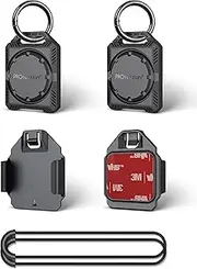 PROfezzion for AirTag Holder Air Tag Case with Key Ring, Loop Strap and 3M Adhesive Mount for Keychain, Dog Collar, Kids, Bag, Bike, Car & More, IPX8 Waterproof, Full Cover & Discreet (2PCS BLACK)