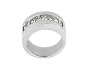 1.40Ct Princess Cut Mens Wedding Band Ring 18K White Gold F VS2 Channel Setting