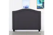 Bed Head Queen Size Charcoal Headboard with Curved Design Upholstery Linen Fabric