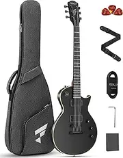 Fesley 39" LP Electric Guitar Kit: Full Size Solid Body Electric Guitars for Beginners with Humbucker Pickups, Poplar Body, Mahogany Neck,22 Frets,6 String Guitar with Gig Bag,Cable,FLP350,Matte,Black