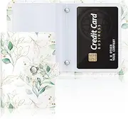 [Rouidr] Business Card Organizer, RFID Business Card Holder, Slim Leather Cards Book, Pocket Name Card Holder Wallet for Women, Eucalyptus Leaf, 20 Card Slots, Modern