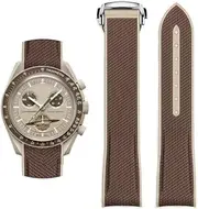 [YHMOO] 20mm Watch Strap for Omega x Swatch MoonSwatch Watch,Folding Buckle Band Compatible Omega X Swatch Moonswatch Speedmaster,Curved No Gap Replacement Strap fo Swatch Omega Men Women
