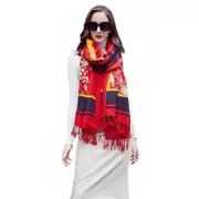 ANYYOU 100% Pure Merino Wool Apple Red Poncho Winter Large Scarf Pashmina Shawl Bandana Neck Wrap For Women