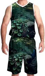 [KQNZT] Basketball Jersey, Basketball Jersey for Women, Hip hop Clothing for Party, Modern Art Peacock Feather Vintage