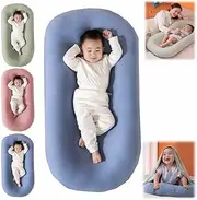 Baby Lounger for Newborn Babies 0-12 Months,Baby Lounge Pillow Nest Sleeping for Baby in Bed,Organic Lounger,Soft Cotton Breathable Baby Nest Sleeper,Infant Lounger for Boys & Girls (Blue)