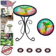 Lightweight Hummingbird Mosaic Side Table - Elegant 12" Glass for Outdoor Use